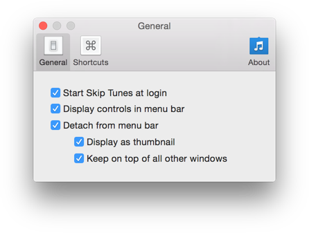 Skip Tunes General Preferences